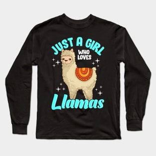 Funny Just A Girl Who Loves Llamas Cute Llama Long Sleeve T-Shirt